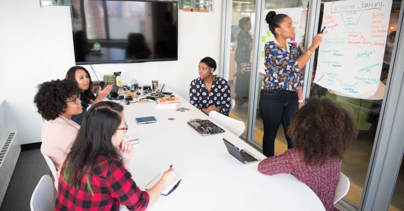 Collaboration - Women Colleagues gathered inside Conference Room